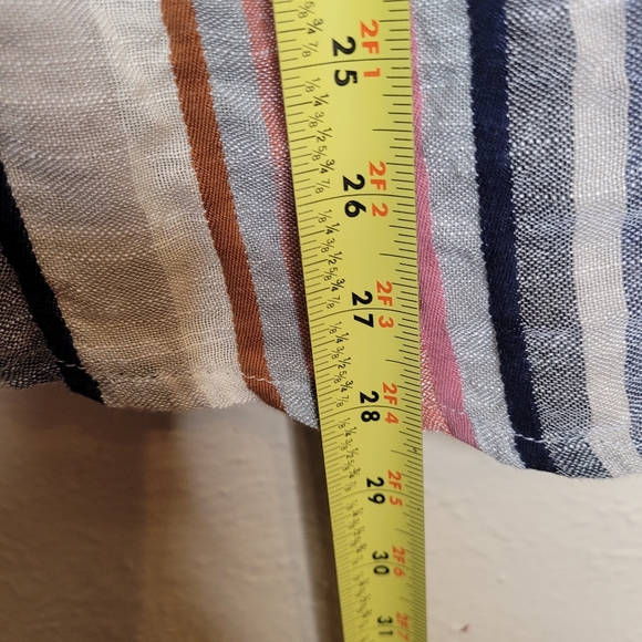 Chic Connection Striped Shirt Womens Size Medium Roll Tab Sleeves - Picture 9 of 9